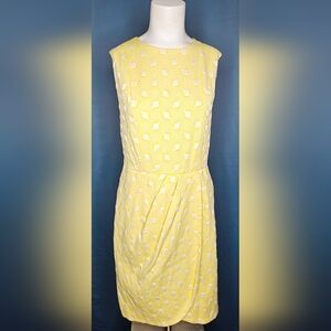 The Limited Yellow Textured Sleeveless Sheath Dress